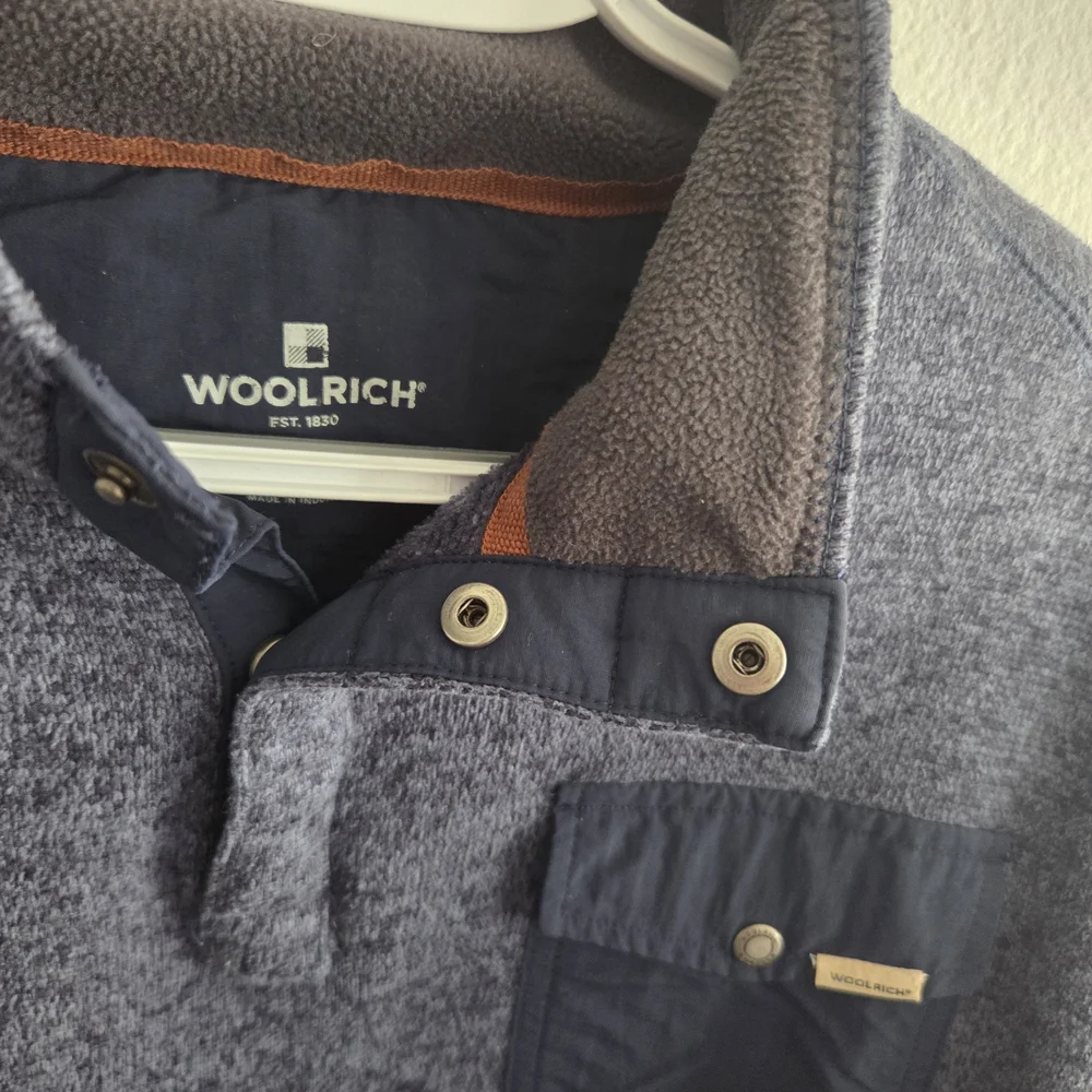 Woolrich Men's Heather Blue Quarter  Snap Up Sweater Size Xl Pocket Pullover